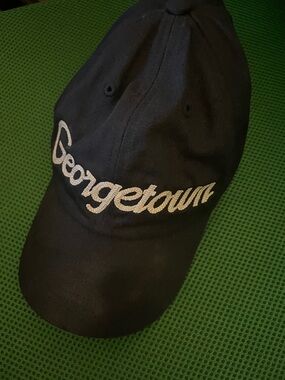 Georgetown Script Embroidered Black Baseball Cap
